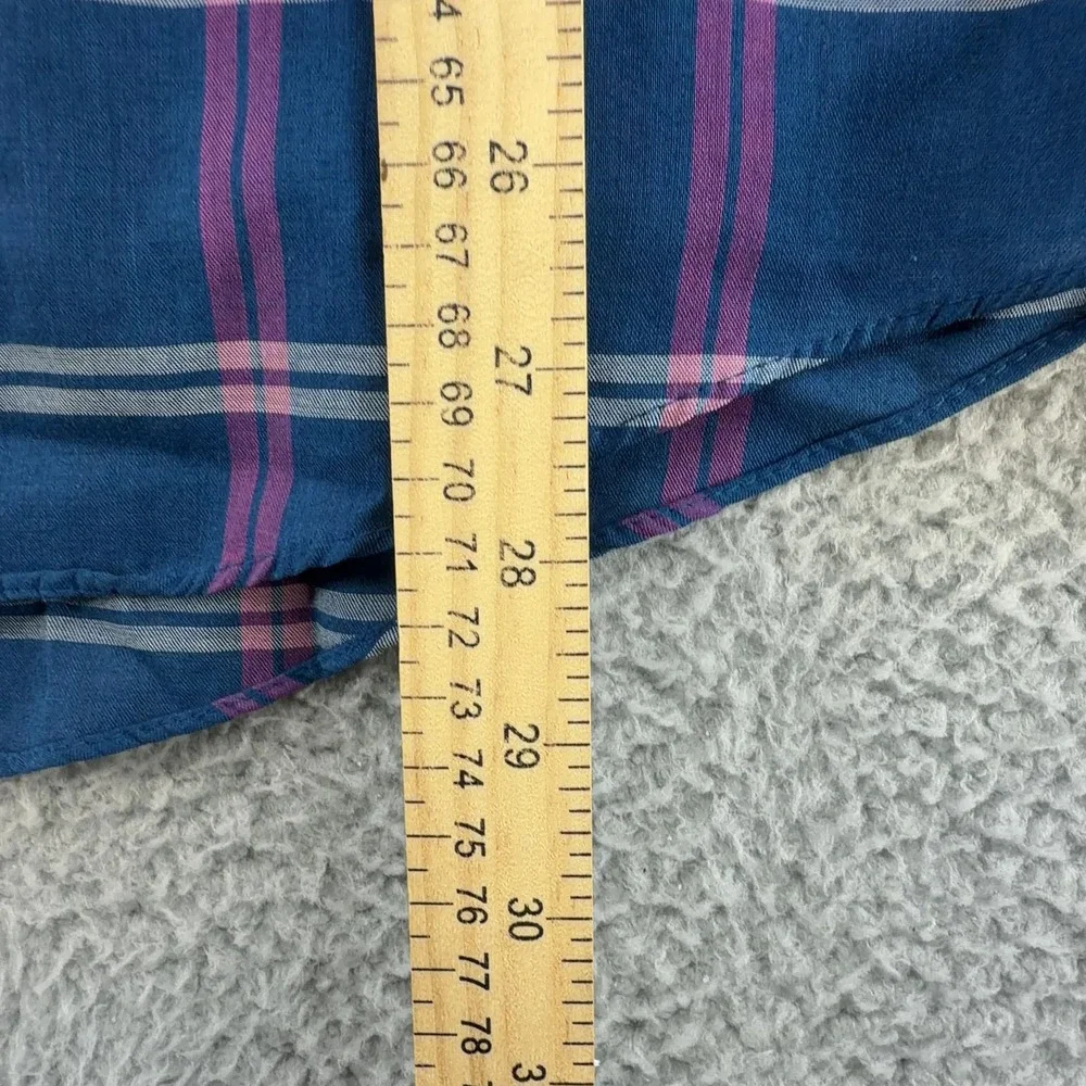 Levis Mens Medium Blue Pink Plaid Long Sleeve Button Down Shirt Cotton Blend